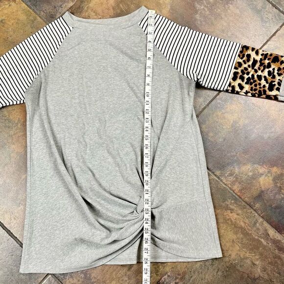 Women’s Long Sleeve Stripe Leopard T-shirt Large - Picture 7 of 11